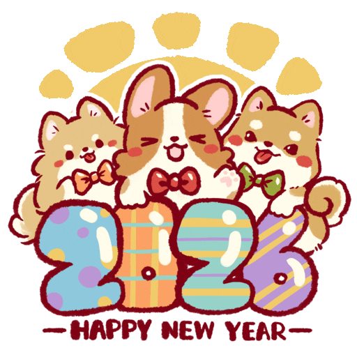 Happy New Year Friends GIF by Lazy Corgi