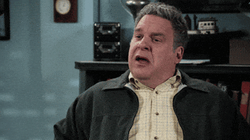 TV gif. Jeff Garlin as Murray in The Goldbergs. He looks confusedly at someone with his jaw hanging open. He continues to look around, leaving his mouth open, and looks absolutely perplexed.
