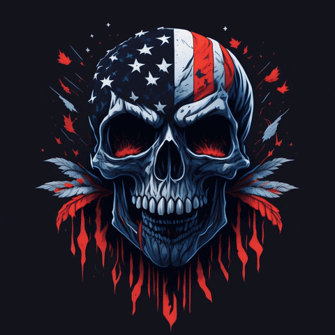 Winchawa skull biker american flag skulls GIF
