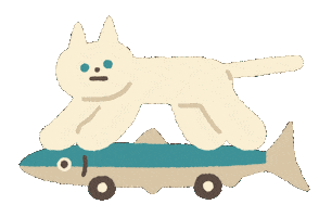 Cat Fish Sticker by LittleYellowStudio