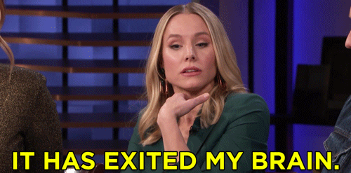 Kristen Bell It Has Exited My Brain GIF by Team Coco - Find & Share on GIPHY