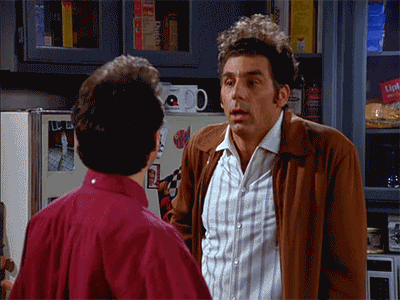 An animated GIF from Seinfeld of Kramer saying "giddyup"