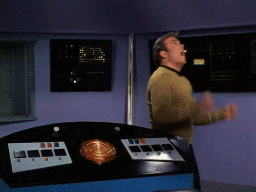 Image result for FUNNY MAKE GIFS MOTION IMAGES OF CAPTAIN KIRK SCREAMING