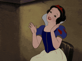 Disney gif. Snow White claps and sways as if listening to music.
