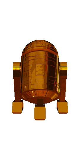 Gold Droid Sticker by modelvault3d