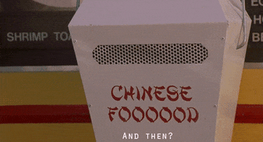 Movie gif. Ashton Kutcher as Jesse Montgomery in Dude Where’s My Car leans out of his car window to yell at a Chinese food drive thru speaker. The speaker says, “And then?” and Ashton yells, “No ‘and then’!”