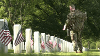 US Soldiers Place Flags at Arlington Cemetery