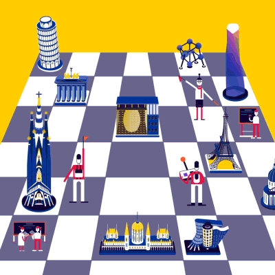Eiffel Tower Chessboard GIF by Mengxin Li
