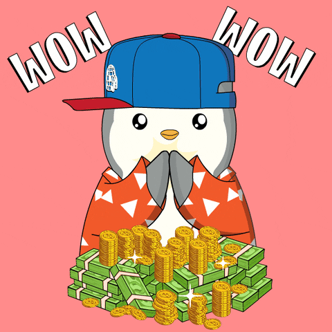 Make It Rain Wow GIF by Pudgy Penguins