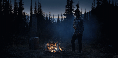 camping camp fire GIF