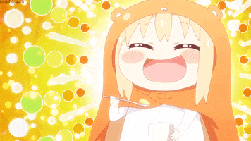 levin happy eating enjoying umaru GIF