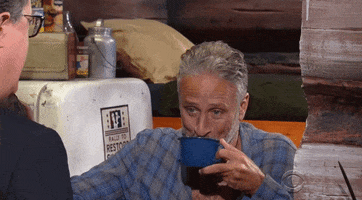 Jon Stewart Coffee GIF by The Late Show With Stephen Colbert
