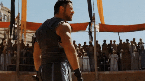 Image result for gladiator gif entertained