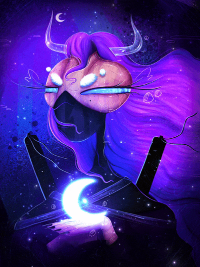 narisofka illustration magic moon purple GIF