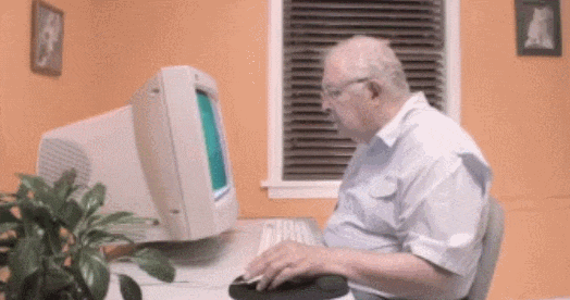 Image result for old man working computer cartoon gifs