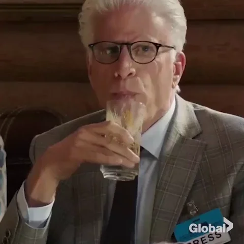 the good place drinking GIF
