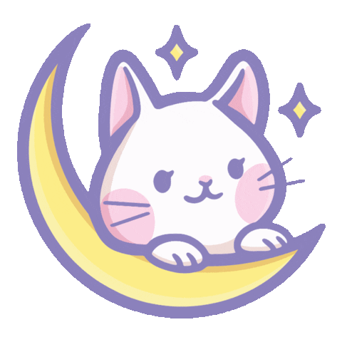 Cat Moon Sticker by Politopia Ilustraciones