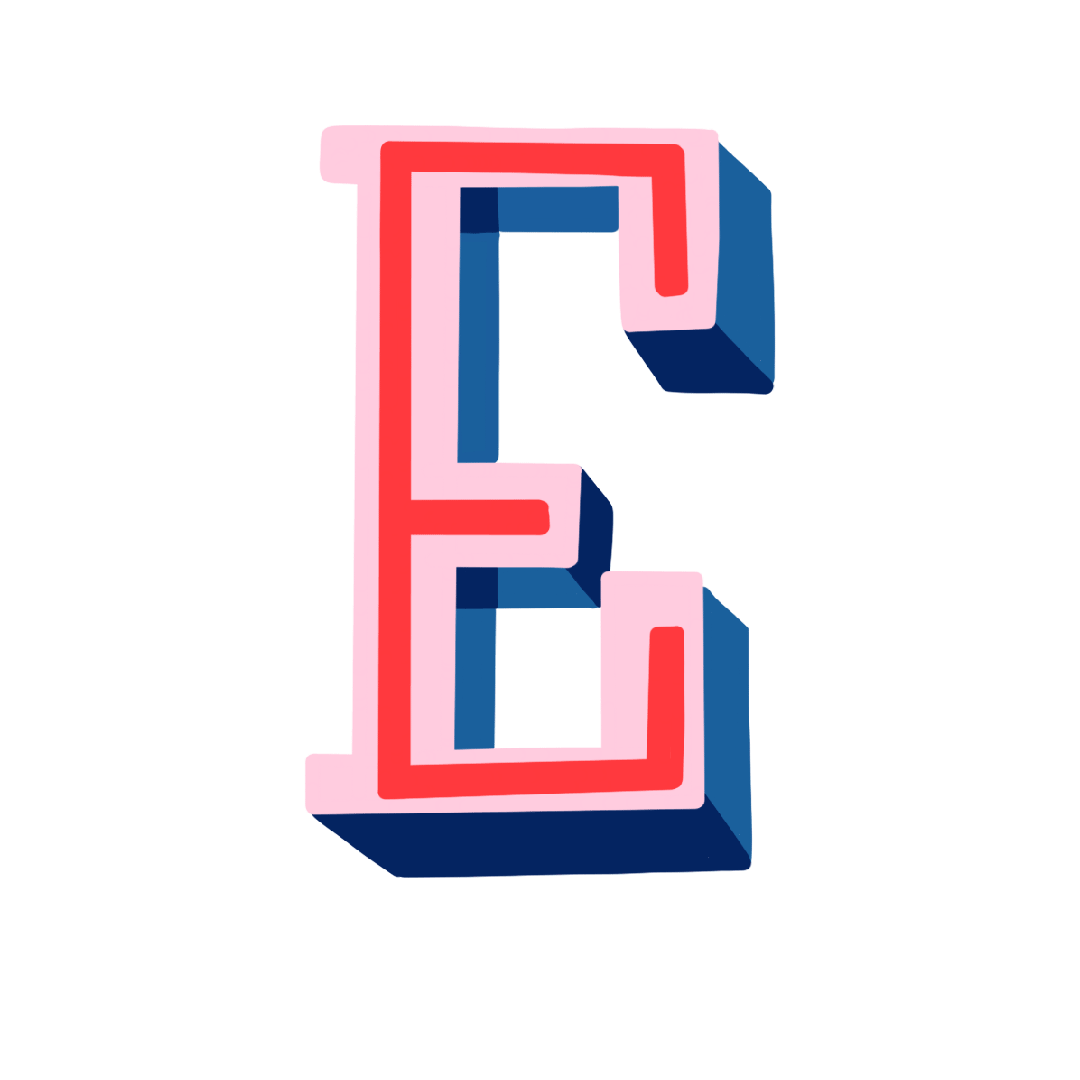 E Lettering Sticker by AF ILLUSTRATIONS for iOS & Android | GIPHY