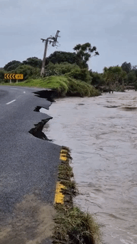 Road Collapses as Cyclone Gabrielle Bears Down Near Auckland