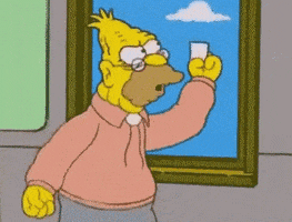 The Simpsons gif. Grandpa Simpson from the Simpsons shakes his hand in a fist, holding a piece of paper, out the window of a building and yells into the sky at a cloud, shouting angrily. 
