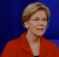 Political gif. Closeup of Elizabeth Warren nodding her ardently as she simply says, "Yeah."
