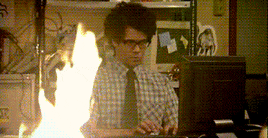 burning the it crowd GIF