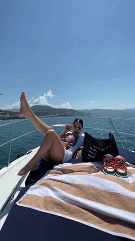 endira on a boat endira baecation vacationtime GIF