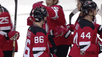 High Five Jack Hughes GIF by New Jersey Devils - Find & Share on GIPHY