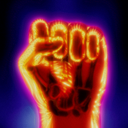 Raised Fist Waves GIF