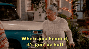TV gif. Sloan Robinson as Miss Kim on the Neighborhood holds onto her walker and leans over to talk down to someone. She’s got a disappointed and hateful expression on her face as she says, “Where you headed, it’s gon’ be hot!”, emphasis on the hot. 