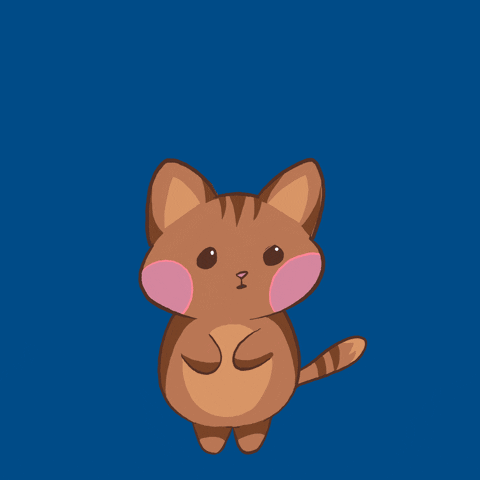Digital art gif. Chubby-cheeked chipmunk-kitten on a dark blue background throws confetti, magically appearing text that reads, "Mazel."