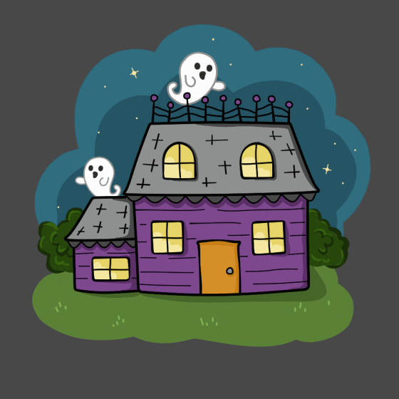 Haunted House Halloween GIF by beckadoodles