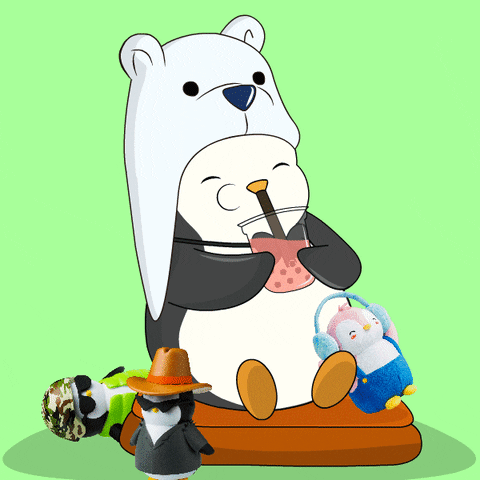 Bubble Tea Drinking GIF by Pudgy Penguins