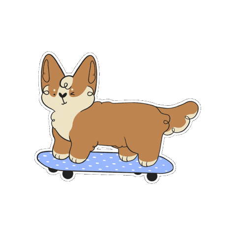 Skateboard Corgi Sticker