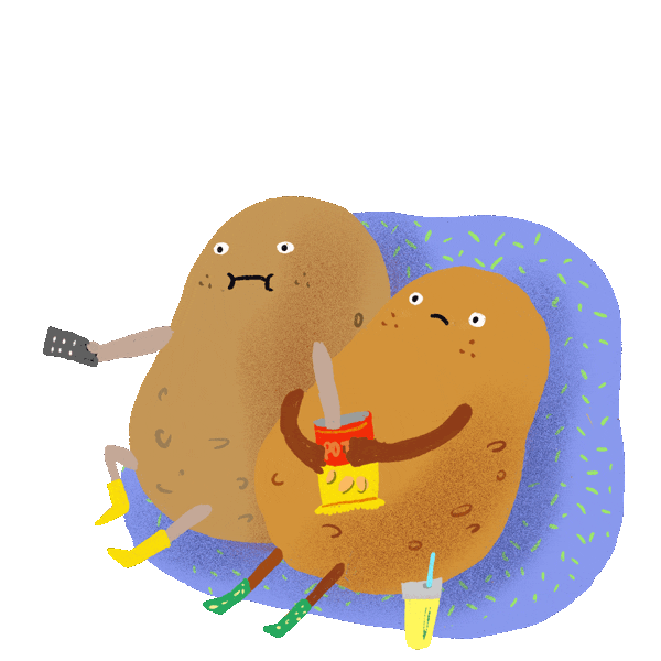 Couch Potato Home Sticker by curly_mads