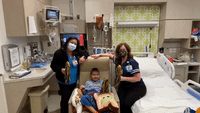 Young Patient and Hospital Staff Celebrate LA Rams' Super Bowl Win
