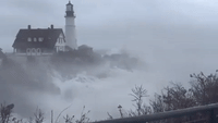 Powerful Winds Blow Crashing Waves in Coastal Maine