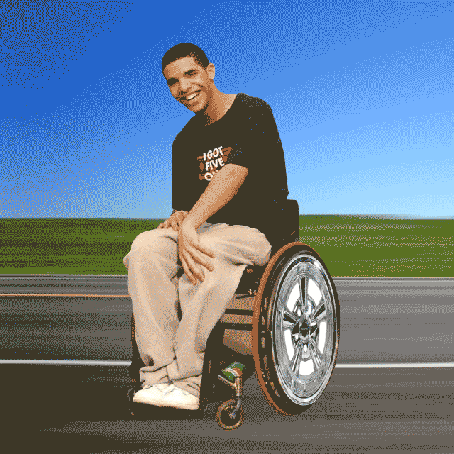 drake wheelchair gif