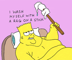 bart simpson i wash myself with a rag on a stick GIF