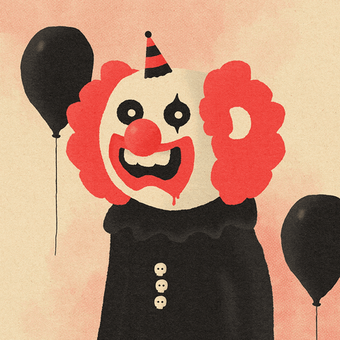 clichedraws creepy clown balloon ginger GIF