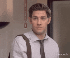 The Office gif. John Krasinski as Jim raises his eyebrows and asks, "you really want to fight on Valentine's Day?"