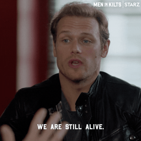 Im Alive Sam Heughan GIF by Men in Kilts: A Roadtrip with Sam and Graham