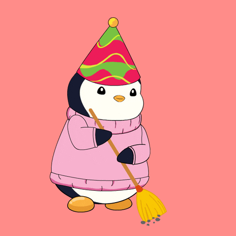 Clean Up Party GIF by Pudgy Penguins