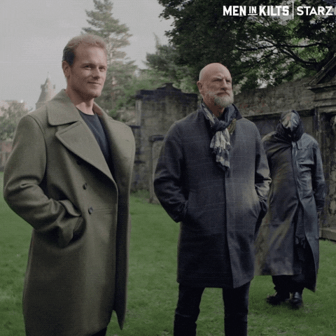 Sneak Up On Sam Heughan GIF by Men in Kilts: A Roadtrip with Sam and Graham