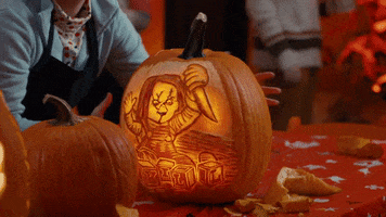 abcnetwork halloween chucky pumpkincarving GIF