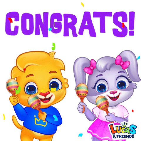 Happy Congrats GIF by Lucas and Friends by RV AppStudios