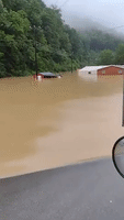 Buildings Submerged as Severe Flooding Hits Whitesburg, Kentucky