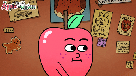 lol, laughing, ok, thumbs up, okay, apple, cartoon network, approved, aye,  apple and onion, falafels fun day – GIF