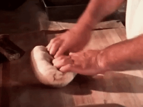 kitchen witch kneading bread 