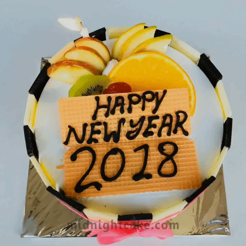 happy new year 2018 GIF by midnightcake